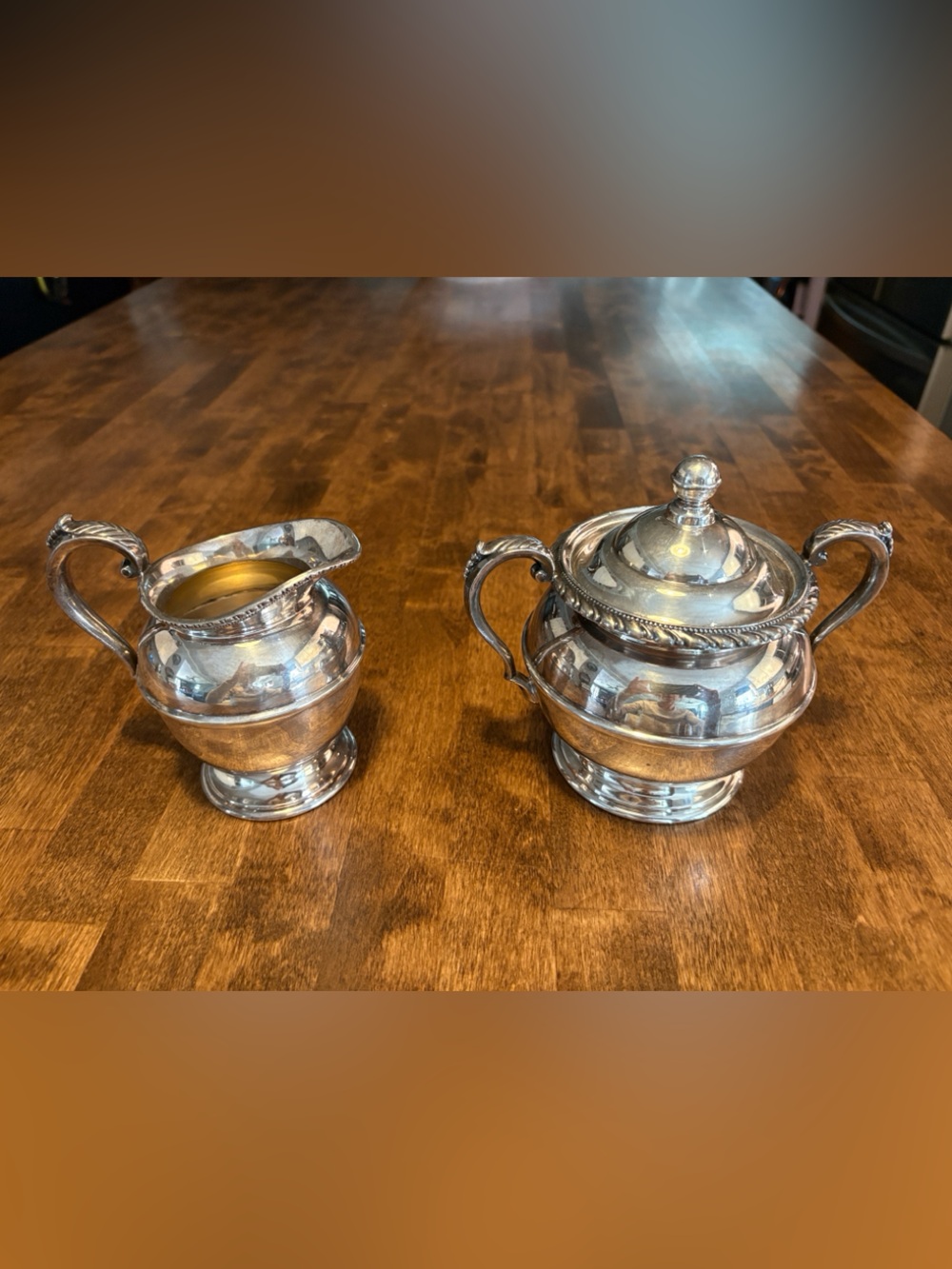 Silver-Tone Sugar and Creamer Set - Silver plated